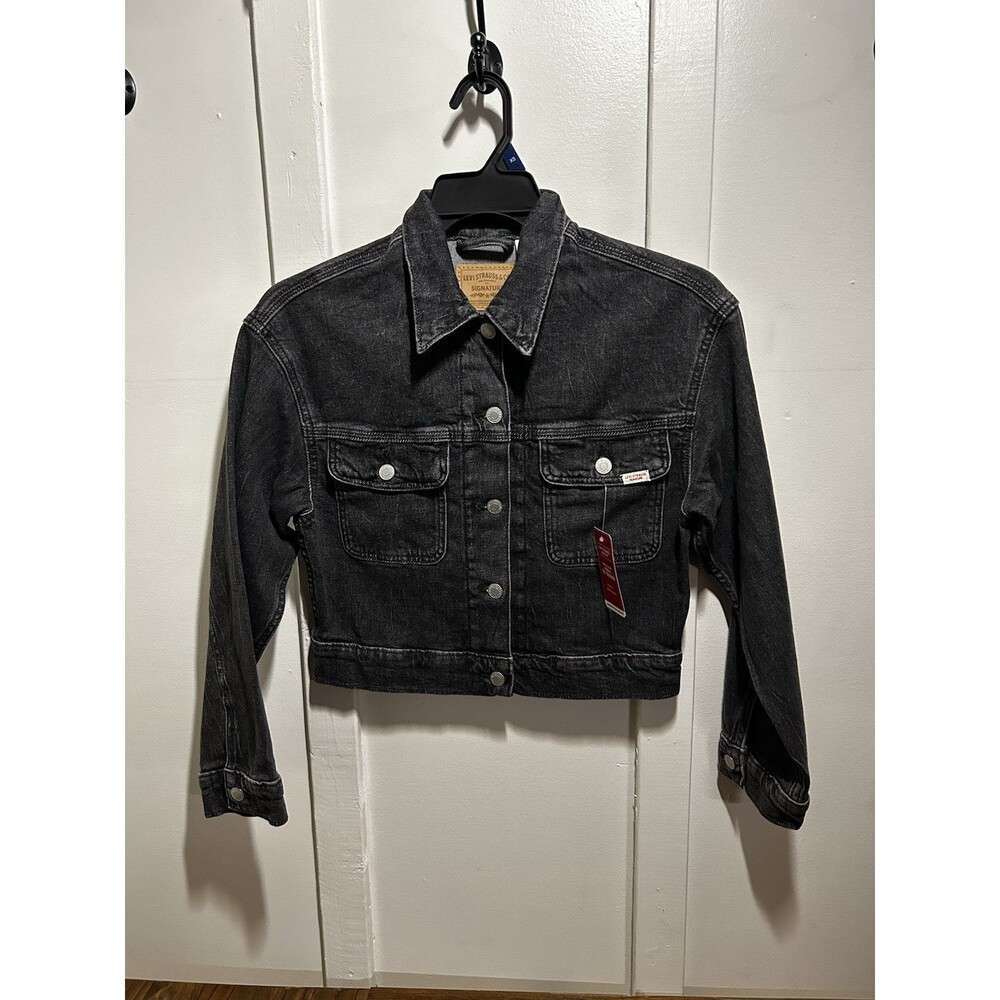 Levi's Black Crop Trucker Jean Jacket